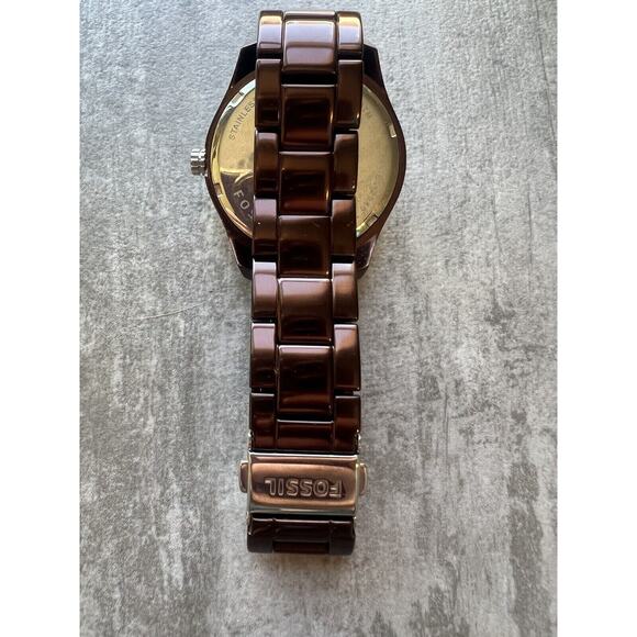 FOSSIL Eevie Multifunction Brown Chocolate Rose Stainless Steel Watch Crystal - Picture 5 of 7